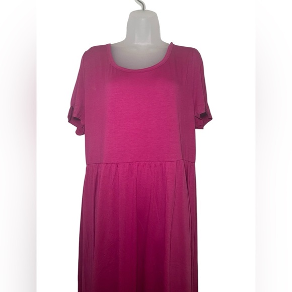 Lularoe New NWT Riley Plus Dress Raspberry Pink Size 3XL - Picture 3 of 7